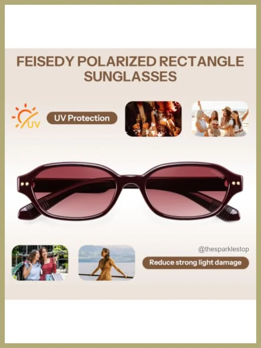 Retro Y2K Polarized Rectangle Sunglasses UV400 Protection for Women Men
